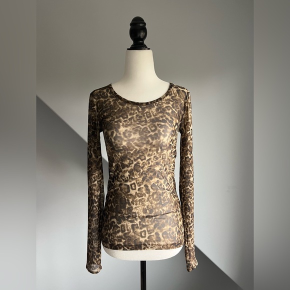 Sheer Leopard Print Longsleeve Top (size medium) - Picture 4 of 8